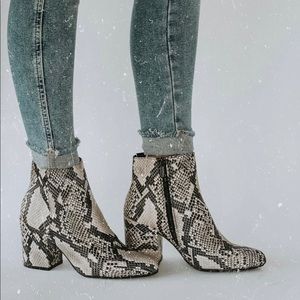 Snake print booties